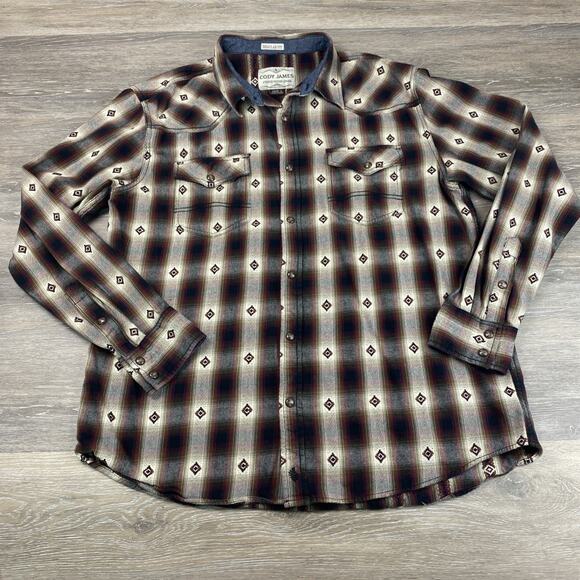 CODY JAMES MEN'S HIGH PLAINS DOBBY PLAID LONG SLEEVE WESTERN FLANNEL Large - Picture 1 of 9
